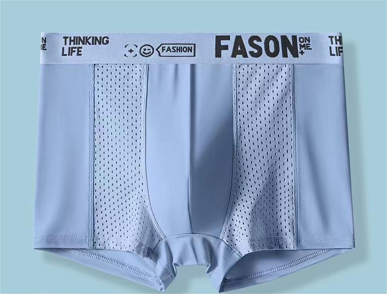 【6 kusů】Nový styl, pohodlné a prodyšné, síťované, ledové hedvábné boxerky velké velikosti